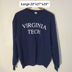 Vintage 90s Virginia Tech Hokies Men's Blue Large Soffe Sweatshirt Made In USA